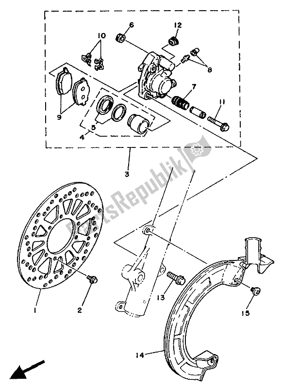 Todas as partes de Pinça De Freio Dianteiro do Yamaha XT 350 1991