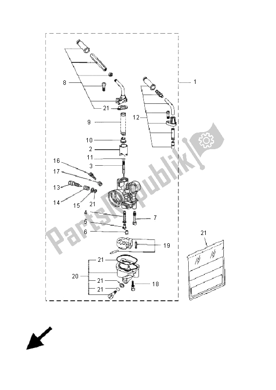 Tutte le parti per il Carburatore (svizzera) del Yamaha YQ 50L Aerox Replica 2005