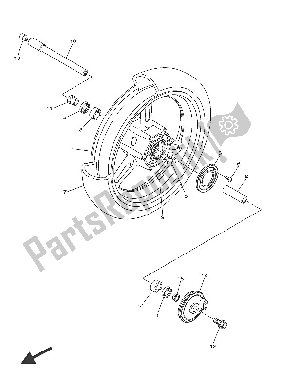 All parts for the Front Wheel of the Yamaha FJR 1300 PA 2016