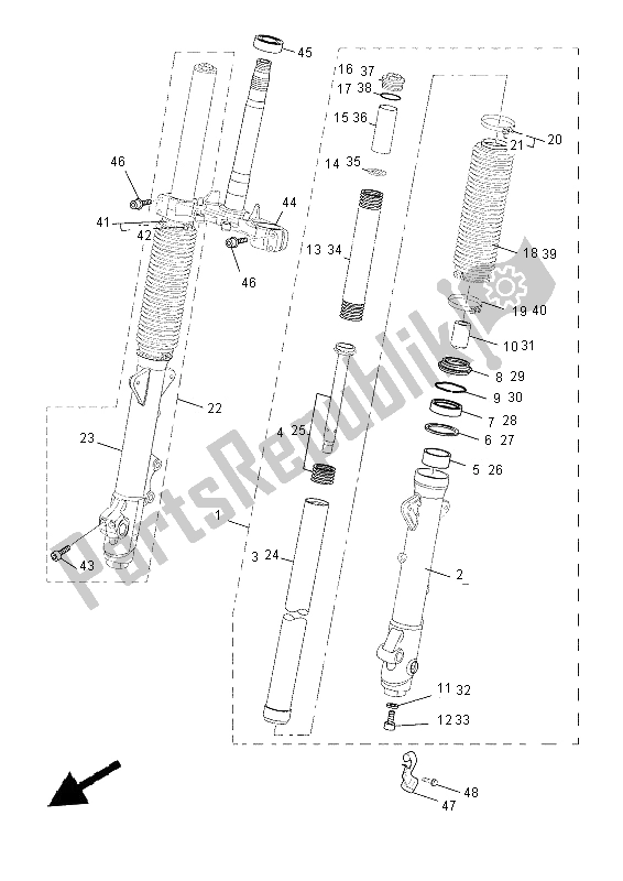 Toutes les pièces pour le Fourche Avant du Yamaha XT 660 ZA Tenere 2012