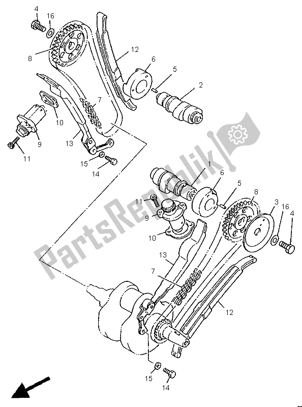 Toutes les pièces pour le Arbre à Cames Et Chaîne du Yamaha XV 535 S Virago 1995