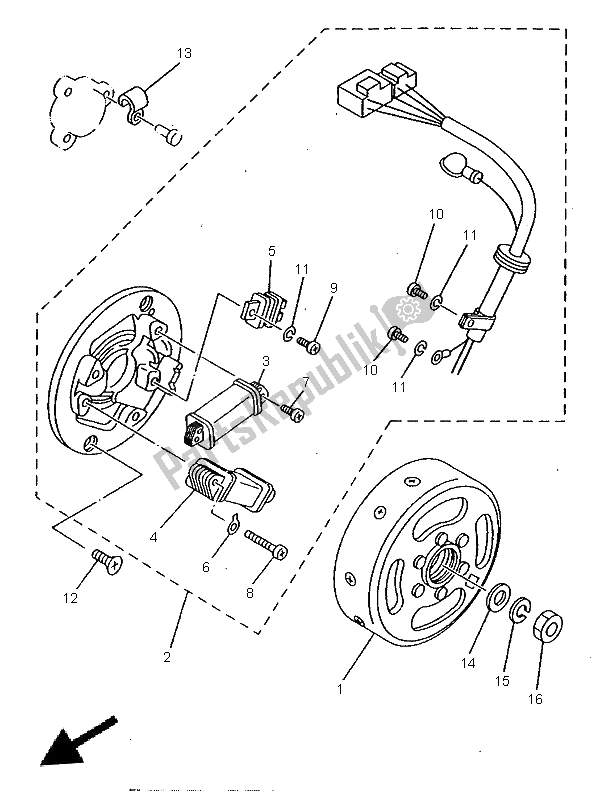 Alle onderdelen voor de Generator van de Yamaha RX 100 1996