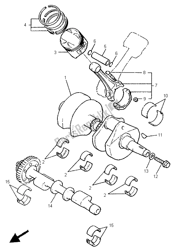 All parts for the Crankshaft & Piston of the Yamaha V MAX 12 1200 1999