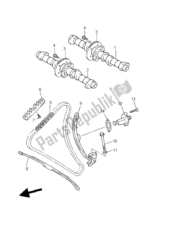 Alle onderdelen voor de Nokkenas & Ketting van de Yamaha XJ 600N 2002