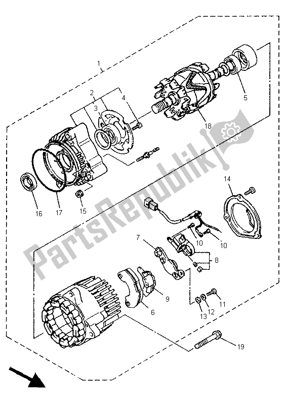 Alle onderdelen voor de Generator van de Yamaha XJR 1200 1997