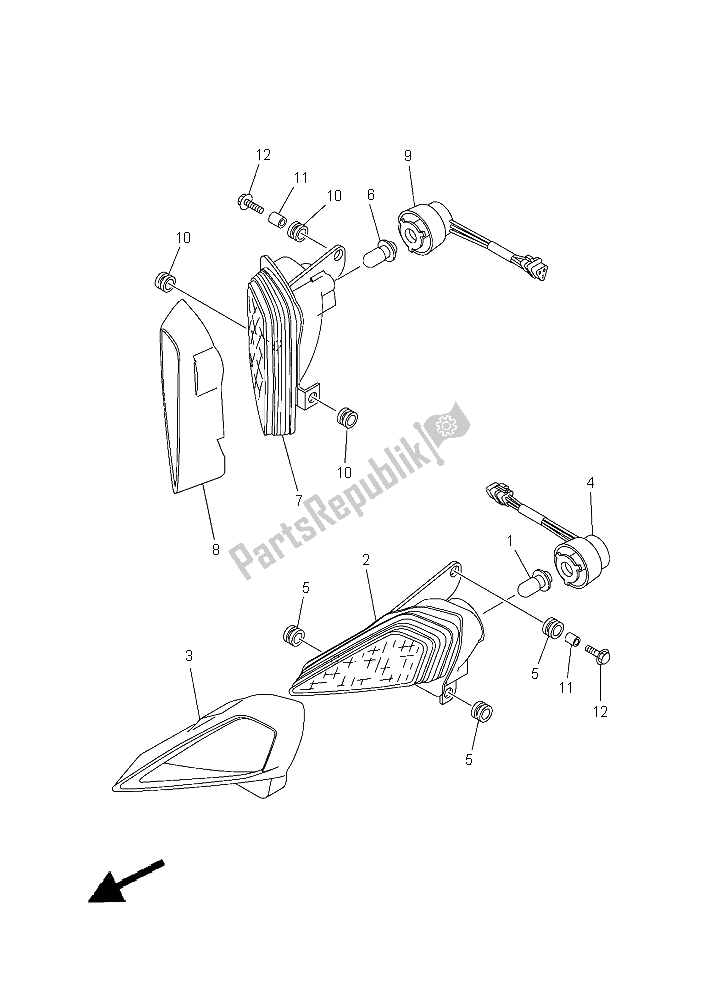 All parts for the Headlight of the Yamaha YFM 700R 2015