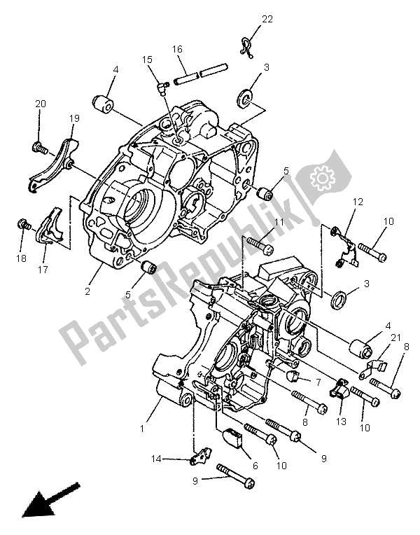 All parts for the Crankcase of the Yamaha TDR 125 1996