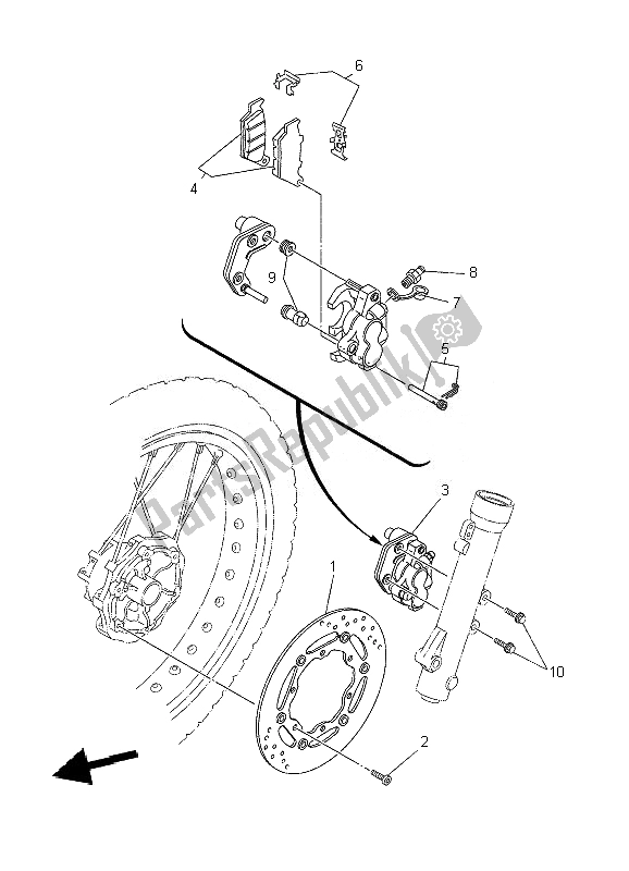 Tutte le parti per il Pinza Freno Anteriore del Yamaha XT 660R 2010