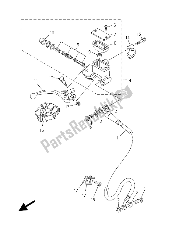 Todas as partes de Cilindro Mestre Dianteiro do Yamaha YZ 250 2003