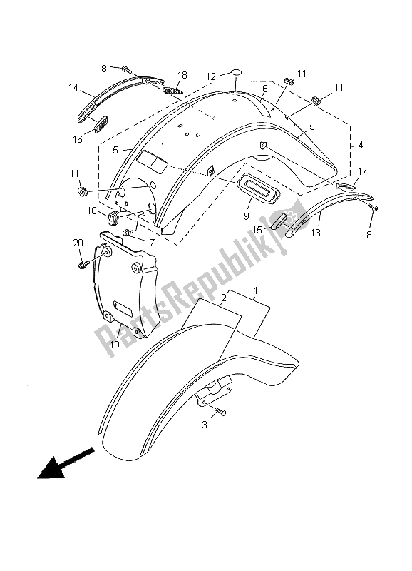 Todas las partes para Defensa de Yamaha XV 1600A Wildstar 2000