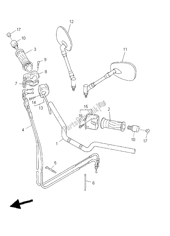 Alle onderdelen voor de Stuurhendel En Kabel van de Yamaha XJR 1300 2011