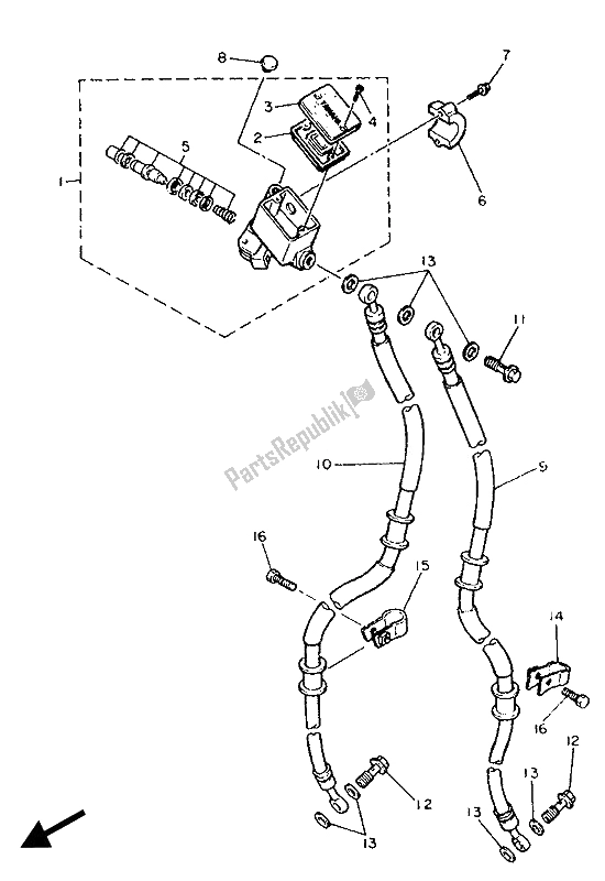 Toutes les pièces pour le Maître-cylindre Avant du Yamaha FZR 1000 1989