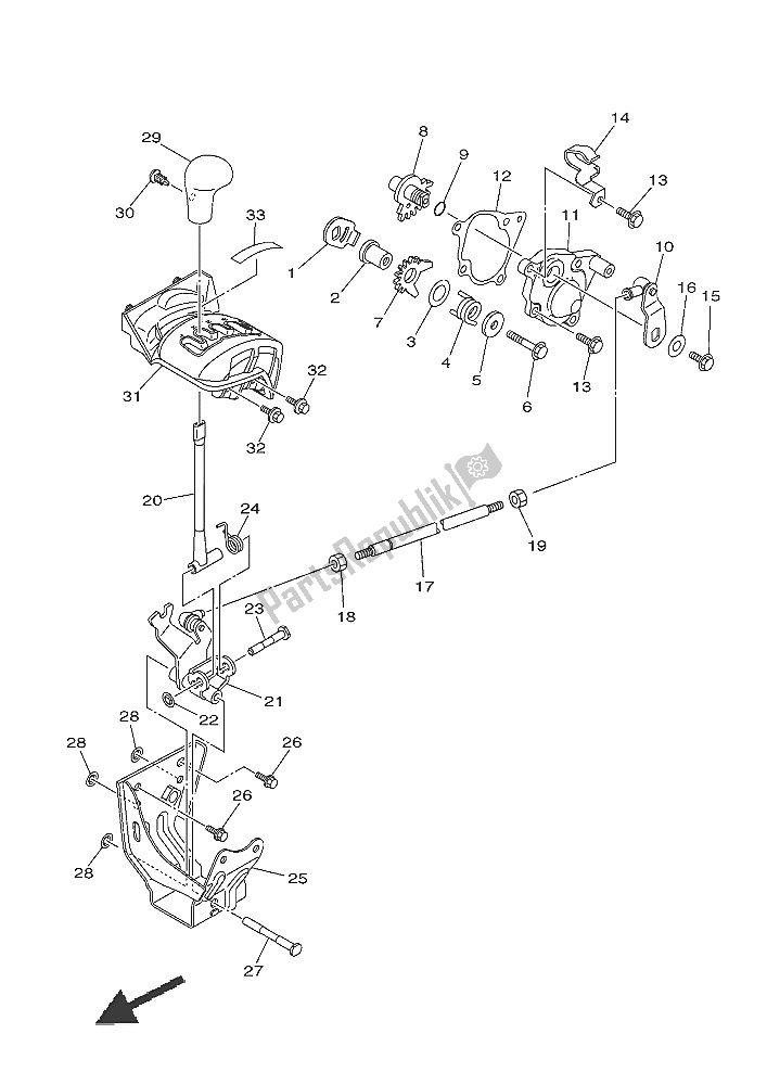 All parts for the Shift Shaft of the Yamaha YFM 450 Fwad IRS Grizzly 4X4 2016