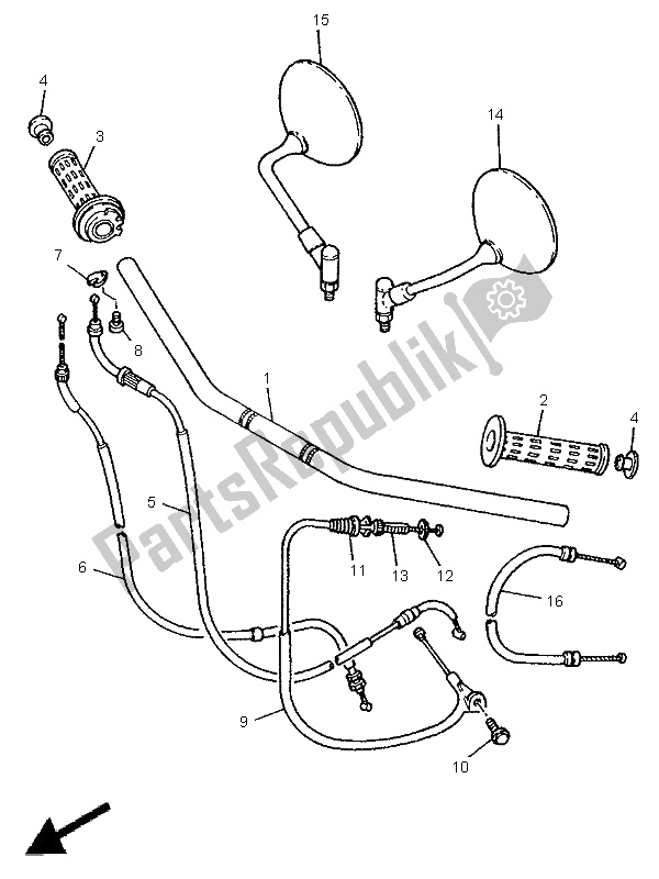 Wszystkie części do Uchwyt Kierownicy I Kabel Yamaha XV 250 Virago 1996