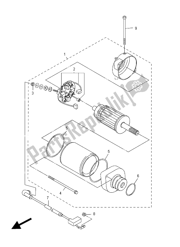 All parts for the Starting Motor of the Yamaha FZ1 SA 1000 2012