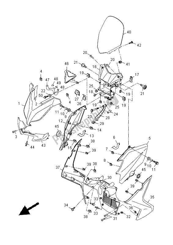 All parts for the Windshield of the Yamaha YP 250R 2014