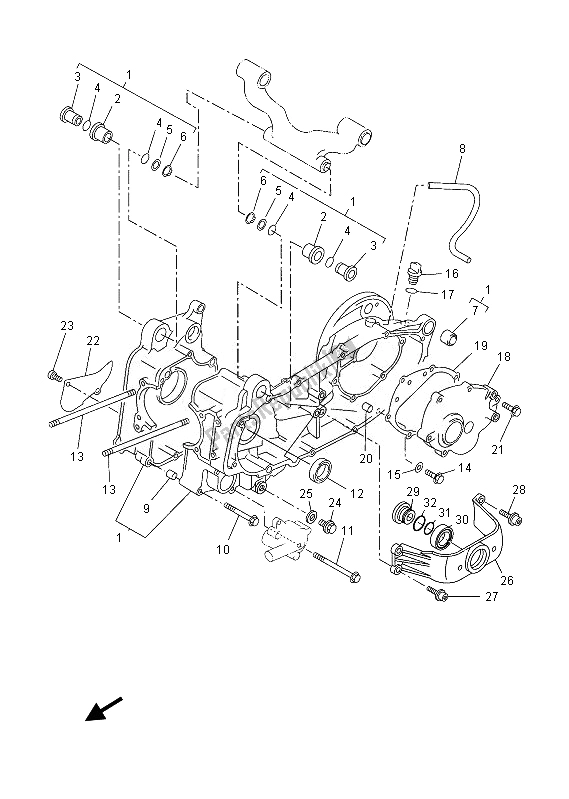 All parts for the Crankcase of the Yamaha VP 250 2013