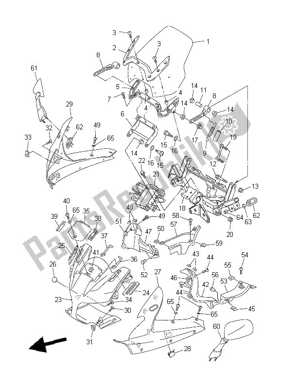 Tutte le parti per il Cowling 1 del Yamaha FJR 1300 2002