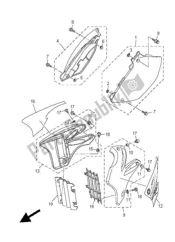 Tutte le parti per il Coperchio Laterale del Yamaha YZ 250 2014