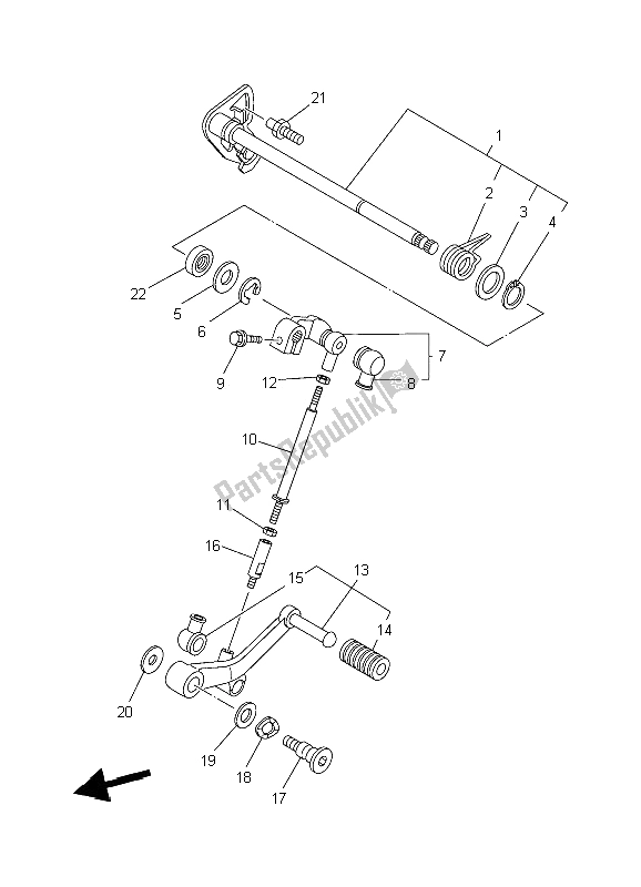 Alle onderdelen voor de Schakelas van de Yamaha TDM 900 2006