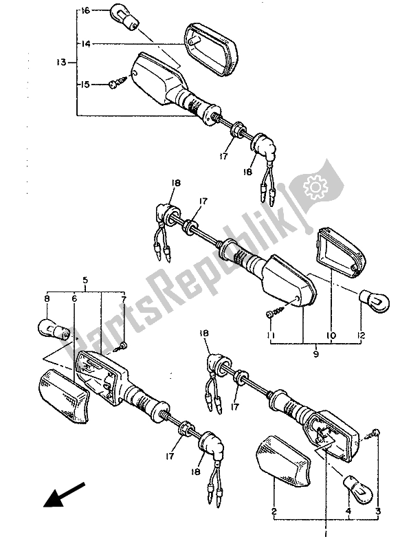 All parts for the Flasher Light of the Yamaha XJ 600 1989