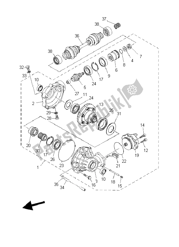 Todas las partes para Diferencial Delantero de Yamaha YFM 660F Grizzly Limited 2003