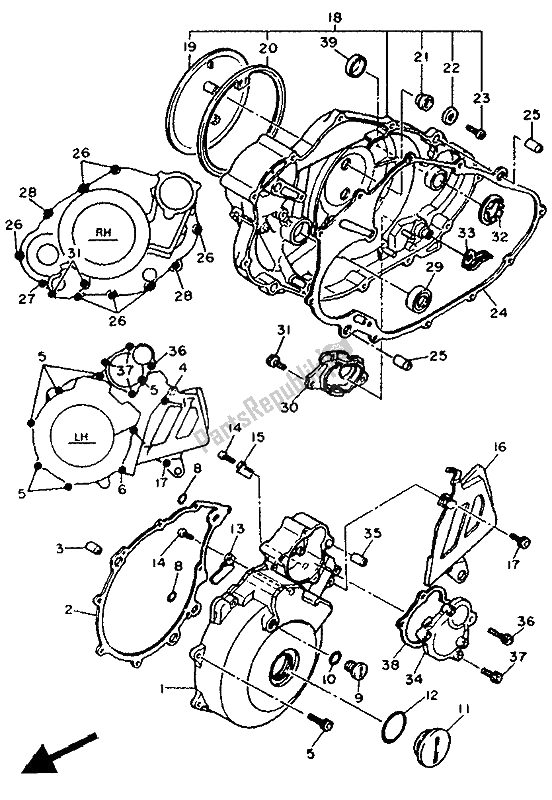 Todas as partes de Tampa Do Cárter 1 do Yamaha XT 600K 1991