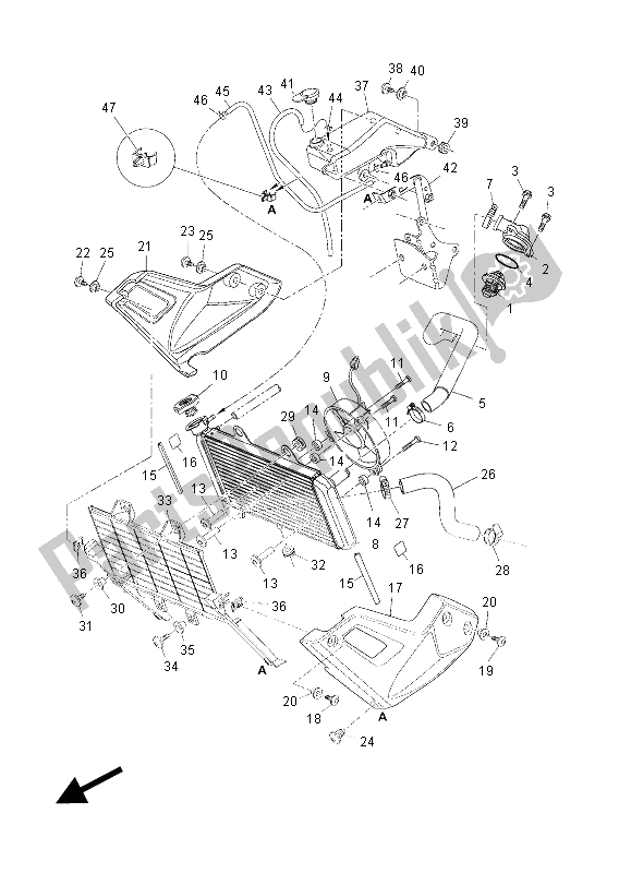 Alle onderdelen voor de Radiator Slang van de Yamaha XT 660Z Tenere 2012