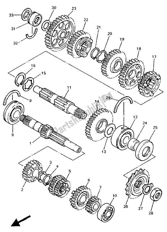 All parts for the Transmission of the Yamaha FZR 600R 1994