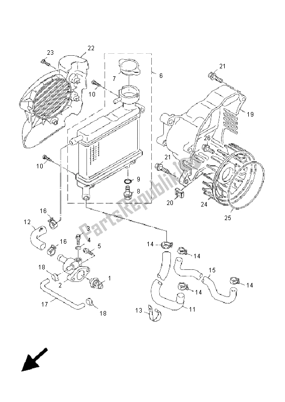 All parts for the Radiator & Hose of the Yamaha YN 50F 4T Neos 2009