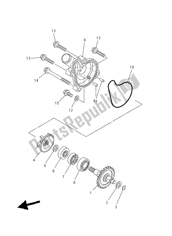 All parts for the Water Pump of the Yamaha YZ 250F 2008