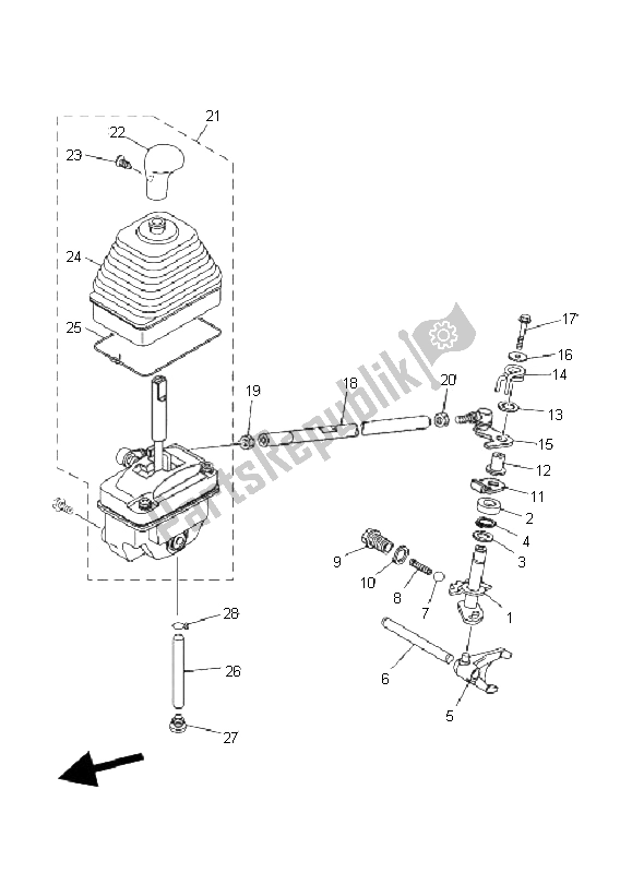 All parts for the Shift Shaft of the Yamaha YFM 350F Grizzly 4X4 2008