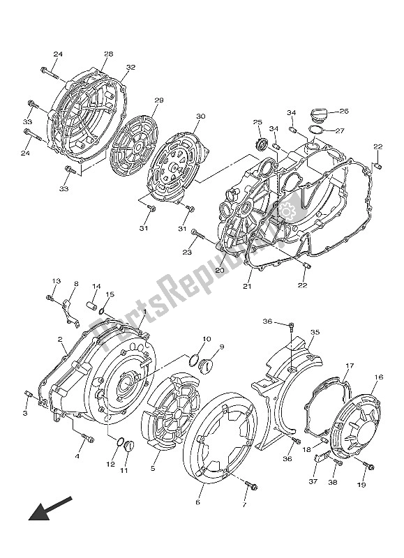 All parts for the Crankcase Cover 1 of the Yamaha VMX 17 1700 2016