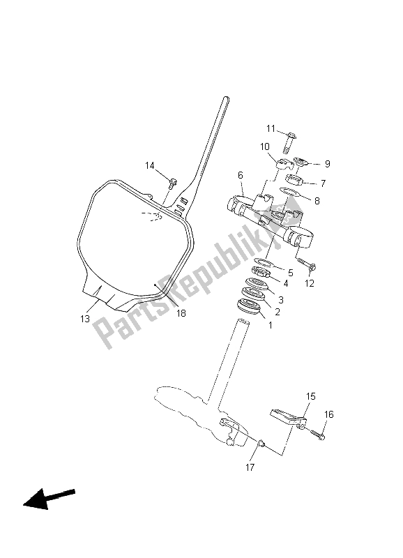 All parts for the Steering of the Yamaha YZ 250F 2004