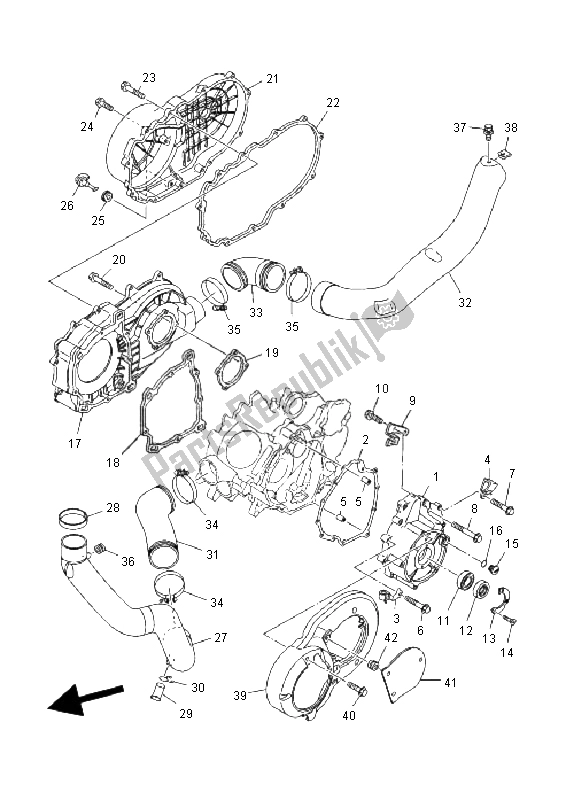 All parts for the Crankcase Cover 1 of the Yamaha YFM 660F Grizzly 2003