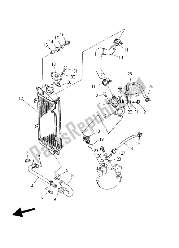 Toutes les pièces pour le Tuyau De Radiateur du Yamaha DT 125 RE 2006