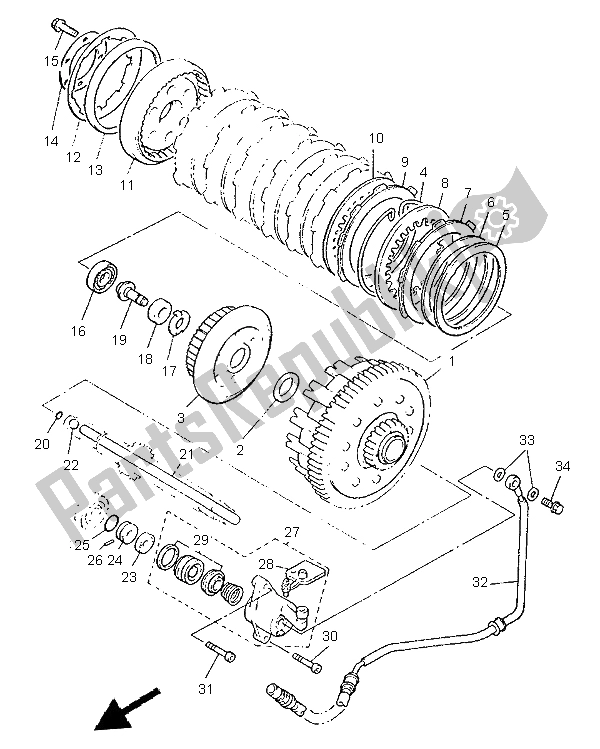 Toutes les pièces pour le Embrayage du Yamaha XVZ 1300A Royalstar 1997