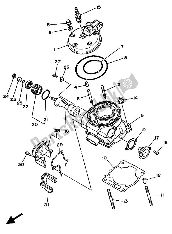 Tutte le parti per il Testata del Yamaha YZ 125 1989