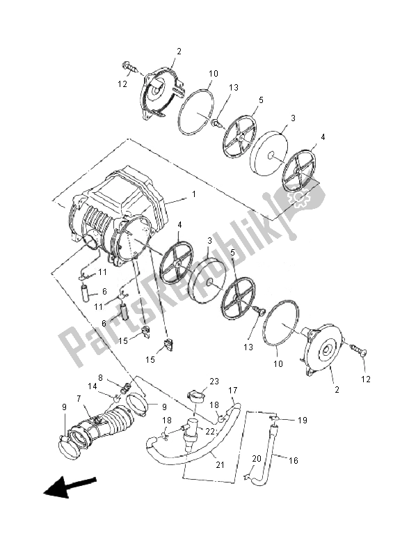 All parts for the Intake of the Yamaha YFM 90R 2010