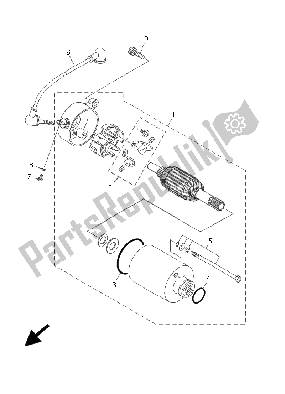 All parts for the Starting Motor of the Yamaha XVS 125 Dragstar 2001