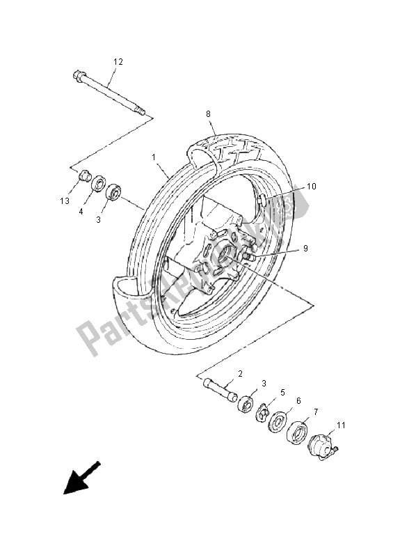 Tutte le parti per il Ruota Anteriore del Yamaha XJ 900S Diversion 2001