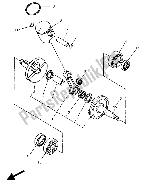 All parts for the Crankshaft & Piston of the Yamaha YZ 80 LW 1995