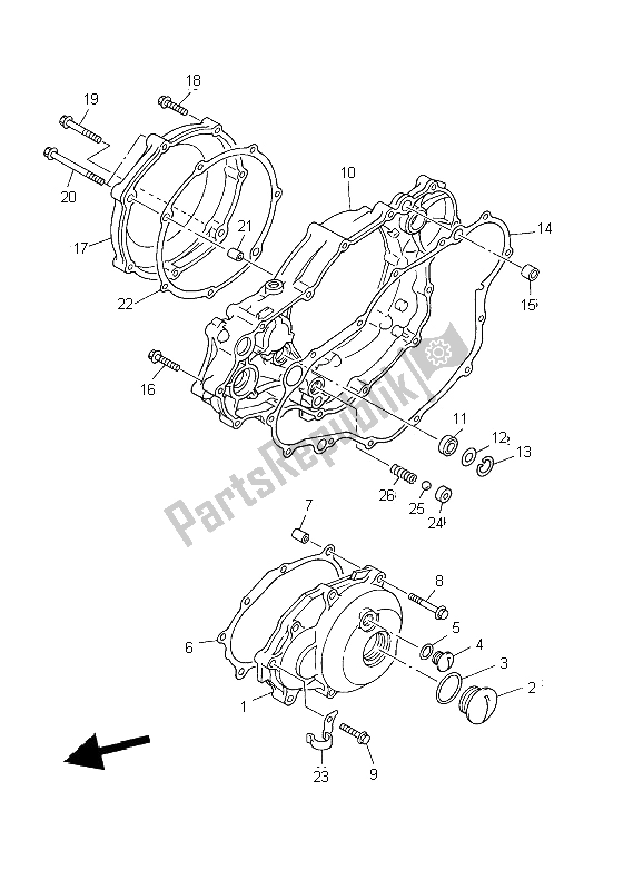 All parts for the Crankcase Cover 1 of the Yamaha WR 426 400F 2002