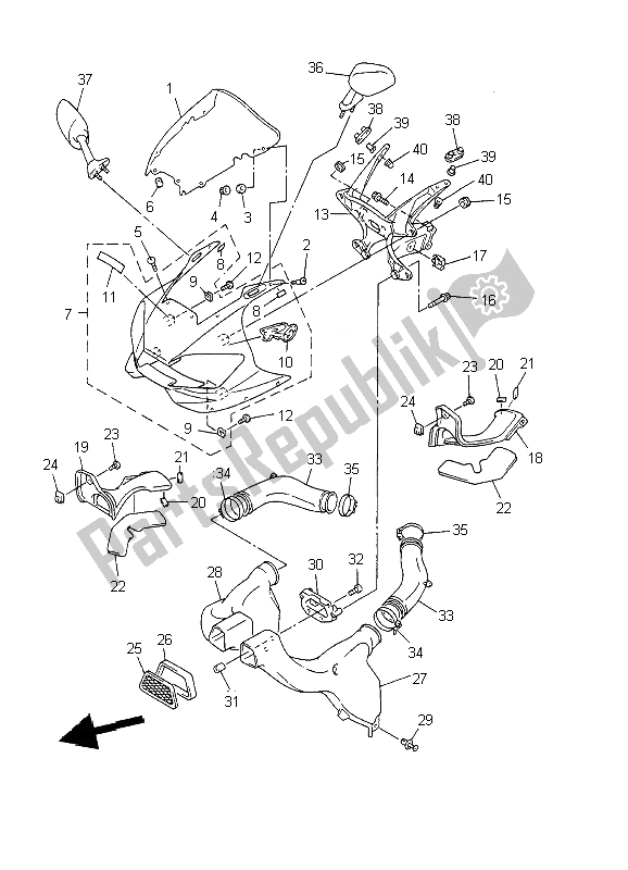 Tutte le parti per il Cowling 1 del Yamaha YZF R6 600 2002