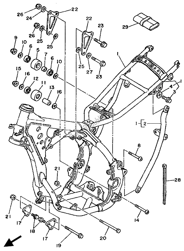 Tutte le parti per il Telaio del Yamaha YZ 125 1989