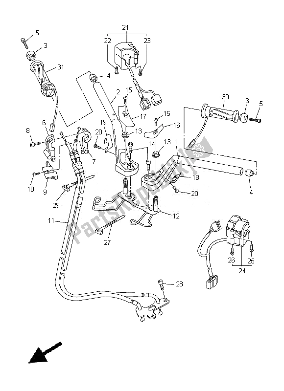 All parts for the Steering Handle & Cable of the Yamaha FJR 1300A 2014