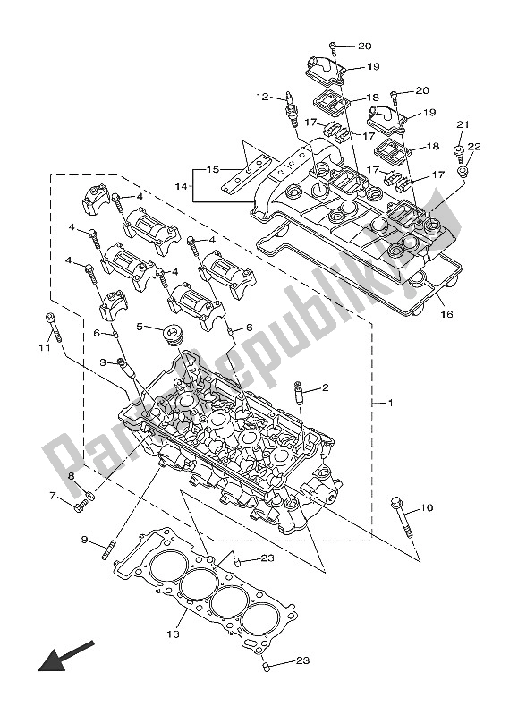 Todas as partes de Cabeça De Cilindro do Yamaha XJ6F 600 2016