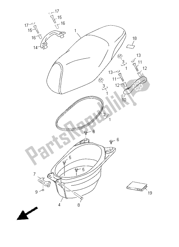 All parts for the Seat of the Yamaha YN 50 2014