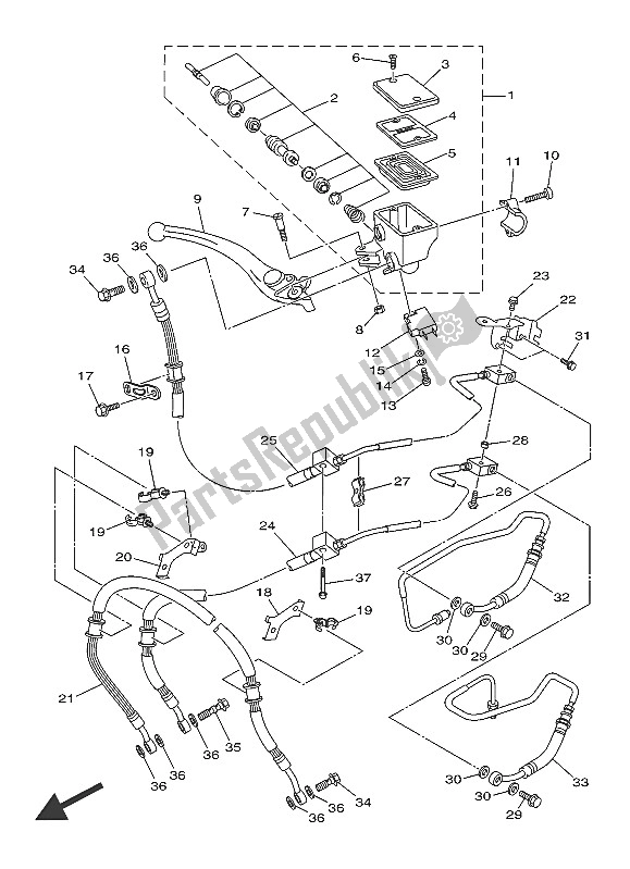 All parts for the Front Master Cylinder of the Yamaha XJ6 SA 600 2016