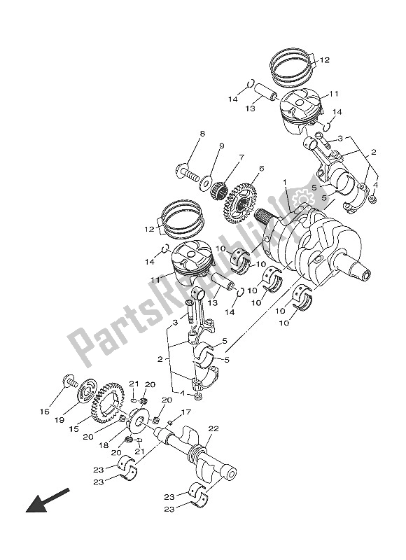 Alle onderdelen voor de Krukas & Zuiger van de Yamaha MT 03A 660 2016